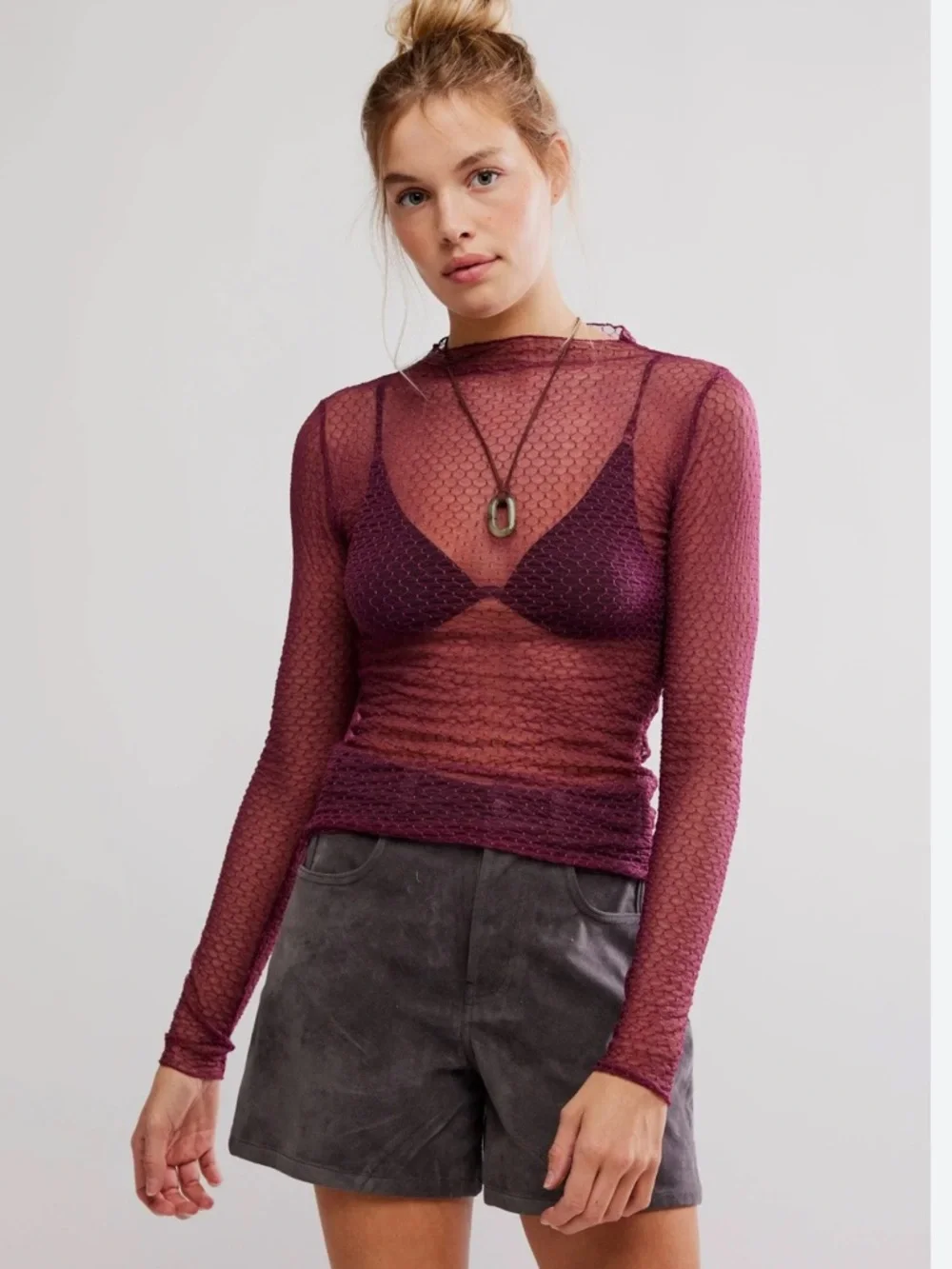 Free People Minding‎ My Own Business Mesh Top, Size XSMALL